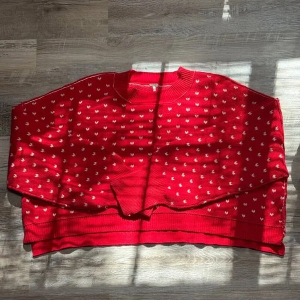 Free People Vibrant Red Knit Sweater